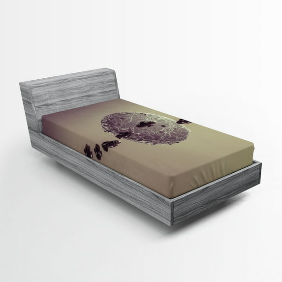 Ambesonne Galaxy Fitted Sheet, Fiction Space Warfare, Twin Size, Brown Grey