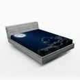 thumbnail image 1 of Ambesonne Galaxy Fitted Sheet, Moon and Stars, Full Size, Grey Dark Blue, 1 of 2