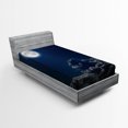 thumbnail image 1 of Ambesonne Galaxy Fitted Sheet, Moon and Stars, Twin XL Size, Grey Dark Blue, 1 of 2