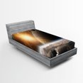 thumbnail image 1 of Ambesonne Galaxy Fitted Sheet, Moons Universe Earth, Twin Size, Yellow White Brown, 1 of 2
