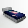 thumbnail image 1 of Ambesonne Galaxy Fitted Sheet, Outer Space Mars Planets, Twin XL Size, Navy Blue Pink, 1 of 3