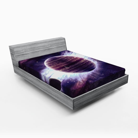 Ambesonne Galaxy Fitted Sheet, Outer Space Planets Mars, Full Size, Mauve Purple