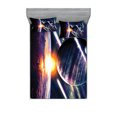 thumbnail image 1 of Ambesonne Galaxy Fitted Sheet & Pillow Sham Set, Planet Earth Stardust, Full, Purple Blue, 1 of 2