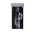 thumbnail image 1 of Ambesonne Galaxy Fitted Sheet & Pillow Sham Set, Stardust Nebula Space, Twin, White Dark Blue, 1 of 2