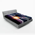 thumbnail image 1 of Ambesonne Galaxy Fitted Sheet, Planet Earth Stardust, Queen Size, Purple Blue, 1 of 3