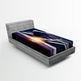 thumbnail image 1 of Ambesonne Galaxy Fitted Sheet, Planet Earth Stardust, Twin Size, Purple Blue, 1 of 3