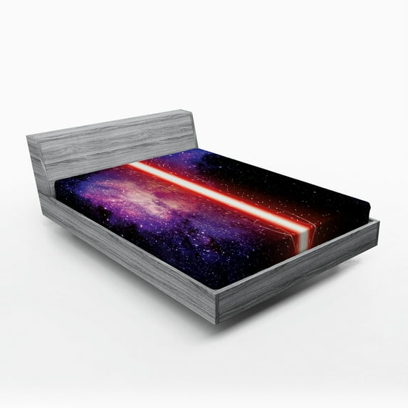 Ambesonne Galaxy Fitted Sheet, Space Theme, Full Size, Black