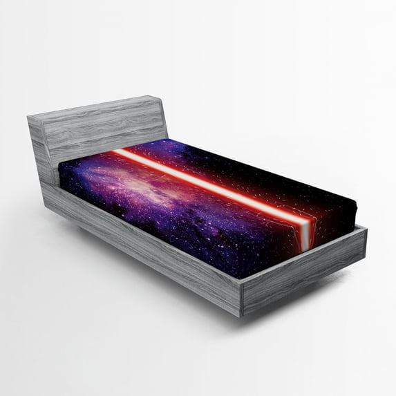 Ambesonne Galaxy Fitted Sheet, Space Theme, Twin XL Size, Black