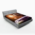thumbnail image 1 of Ambesonne Galaxy Fitted Sheet, Space View Solar System, Full Size, Magenta Orange, 1 of 2