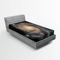 thumbnail image 1 of Ambesonne Galaxy Fitted Sheet, Star Disc in Huge Space, Twin Size, Black Beige Violet, 1 of 3