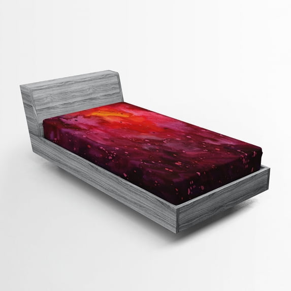 Ambesonne Galaxy Fitted Sheet, Stardust Universe, Twin XL Size, Lavender Orange Mustard