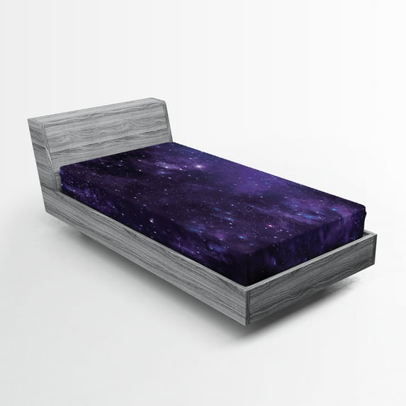 Ambesonne Galaxy Fitted Sheet, Starway View, Twin XL Size, Black Navy Blue