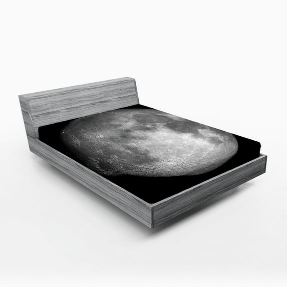 Ambesonne Galaxy Fitted Sheet, Trippy Moon Planet Space, Full Size, Grey Black