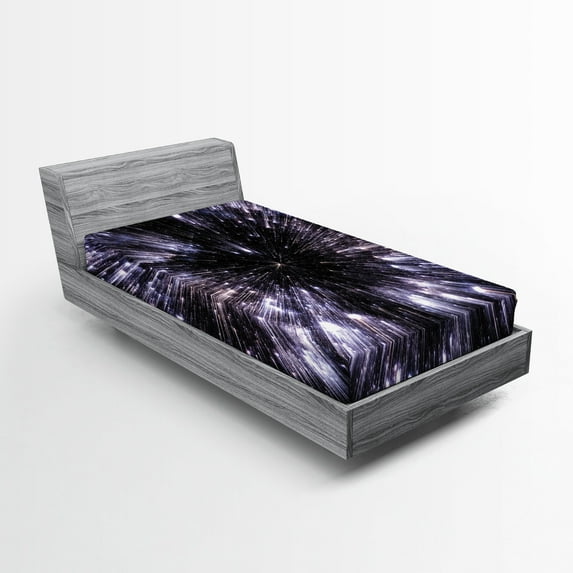 Ambesonne Galaxy Fitted Sheet, Universe Space Travel, Twin XL Size, Violet Black White