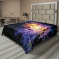 thumbnail image 1 of Ambesonne Galaxy Flat Sheet, Alluring Nebula Stars, King Size, Black Purple and Yellow, 1 of 1