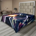 thumbnail image 1 of Ambesonne Galaxy Flat Sheet, Planet Earth Stardust, Full Size, Purple Blue, 1 of 1