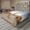 thumbnail image 1 of Ambesonne Galaxy Flat Sheet, Planet Town Wars Image, Full Size, Brown Blue, 1 of 1