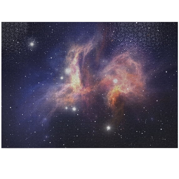 Ambesonne Galaxy Jigsaw Puzzle, Stardust in Universe, Heirloom-Quality Fun Activity for Family Durable Cardboard, 1000 pcs, Purple Blue Orange