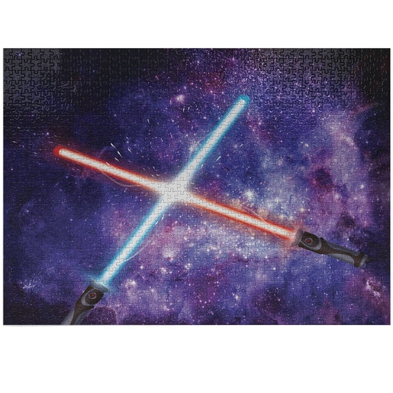 Ambesonne Galaxy Jigsaw Puzzle, Theme, Heirloom-Quality Fun Activity for Family Durable Cardboard, 1000 pcs, Purple Blue and Black