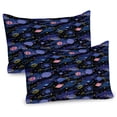 thumbnail image 1 of Ambesonne Galaxy Pillow Sham 2 Pack, Outer Space Planets Cosmic, 30"x20", Dark Blue Pink, 1 of 3