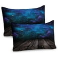 thumbnail image 1 of Ambesonne Galaxy Pillow Sham 2 Pack, Space from Home View, 26"x20", Purple Blue Brown, 1 of 3