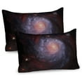 thumbnail image 1 of Ambesonne Galaxy Pillow Sham 2 Pack, Stardust View in Space, 26"x20", Black Red Grey, 1 of 3