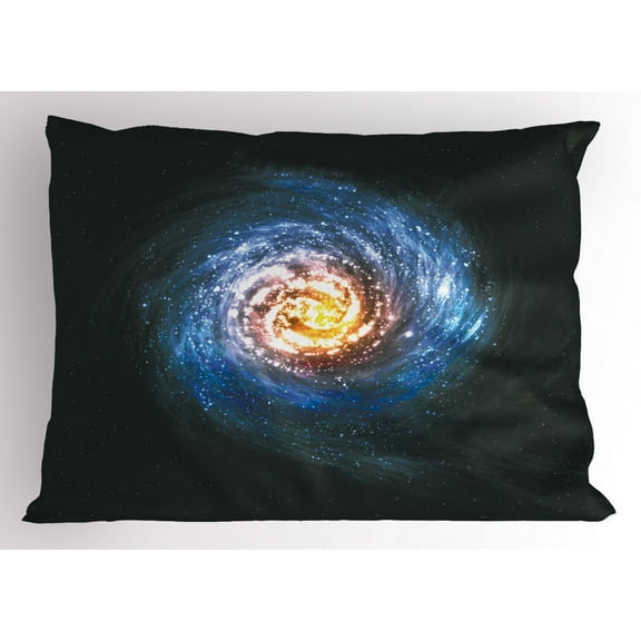 Ambesonne Galaxy Pillow Sham, Mysterious Space Road, 26" X 20", Blue Yellow Black