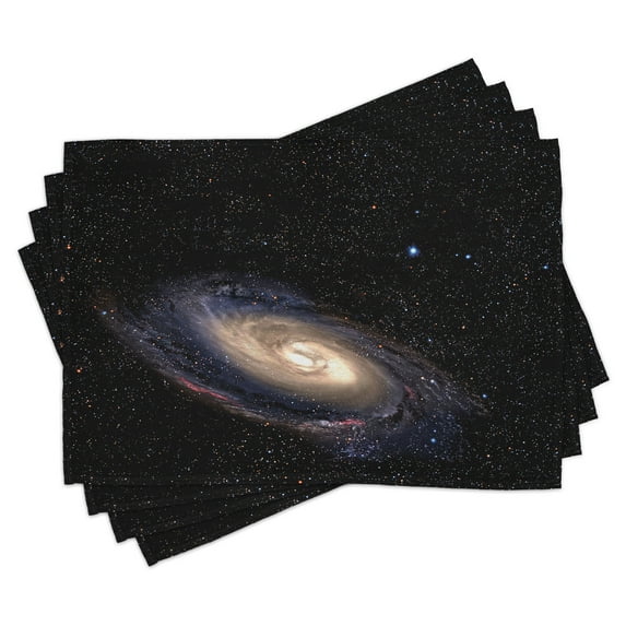 Ambesonne Galaxy Place Mats Set of 4, Spiral Space Universe, Standard Size, Black Beige Purple