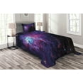 thumbnail image 1 of Ambesonne Galaxy Quilted Bedspread Set 2 Pcs, Mother Nebula View, Twin Size, Purple Black Blue, 1 of 3