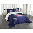thumbnail image 1 of Ambesonne Galaxy Quilted Bedspread Set 3 Pcs, Outer Space Mars Planets, King Size, Navy Blue Pink, 1 of 5