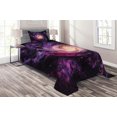 thumbnail image 1 of Ambesonne Galaxy Quilted Coverlet 2 Pcs, Cloudy Space Cosmos, Twin Size, Black Purple, 1 of 2