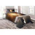 thumbnail image 1 of Ambesonne Galaxy Quilted Coverlet 2 Pcs, Moons Universe Earth, Twin Size, Yellow White Brown, 1 of 2