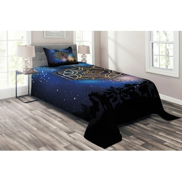 Ambesonne Galaxy Quilted Coverlet 2 Pcs, Third Eye Milky Way, Twin Size, Multicolor