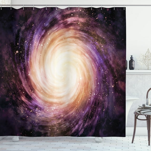 Ambesonne Galaxy Shower Curtain, Alluring Space Hole, 69"Wx75"L, Black Pink Beige