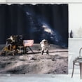 thumbnail image 1 of Ambesonne Galaxy Shower Curtain, Rocket Travelling Space, 69"Wx84"L, Grey Navy Blue, 1 of 5