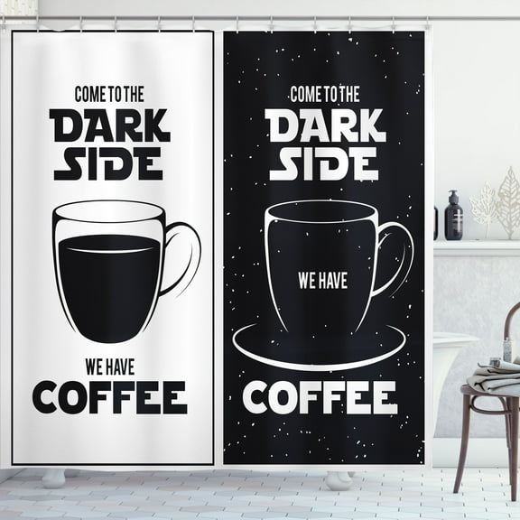 Ambesonne Galaxy Shower Curtain, Space and Coffee Themed, 69"Wx70"L, Black White