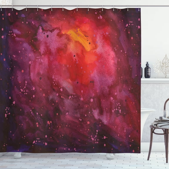 Ambesonne Galaxy Shower Curtain, Stardust Universe, 69"Wx75"L, Lavender Orange Mustard
