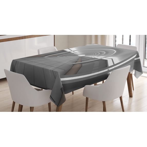 Ambesonne Galaxy Tablecloth Rectangular Table Cover, Oval Alien Life Cosmos, 60"x84", Grey