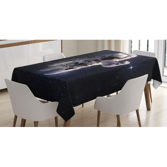 Ambesonne Galaxy Tablecloth Rectangular Table Cover, Stardust Nebula Space, 60"x84", White Dark Blue