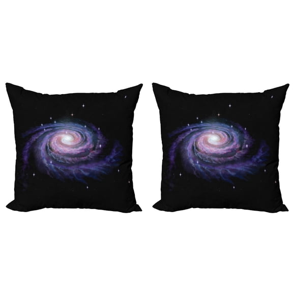 Ambesonne Galaxy Throw Pillow Cover 2 Pack, Celestial Galaxy Dust, 20", Black Purple