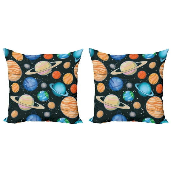 Ambesonne Galaxy Throw Pillow Cover 2 Pack, Galaxy Space Art Solar, 20", Multicolor