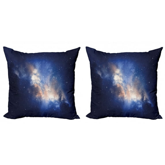 Ambesonne Galaxy Throw Pillow Cover 2 Pack, Immense Space Hole View, 20", Navy Blue