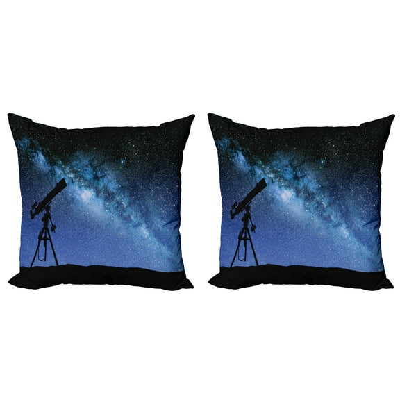 Ambesonne Galaxy Throw Pillow Cover 2 Pack, Milky Way Nİght Galaxy, 20", Dark Blue Black