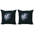 thumbnail image 1 of Ambesonne Galaxy Throw Pillow Cover 2 Pack, Planet Outer Space Scene, 18", Dark Blue Grey, 1 of 5