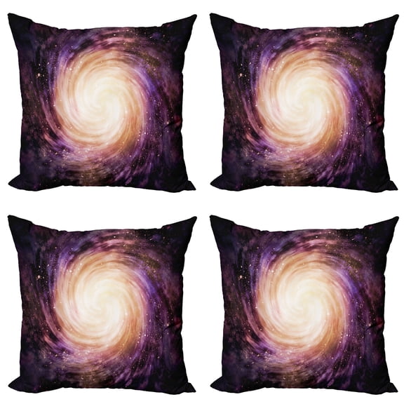 Ambesonne Galaxy Throw Pillow Cover 4 Pack, Alluring Space Hole, 18", Black Pink Beige