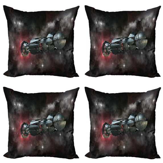 Ambesonne Galaxy Throw Pillow Cover 4 Pack, Galactic Time Travel, 16", Black