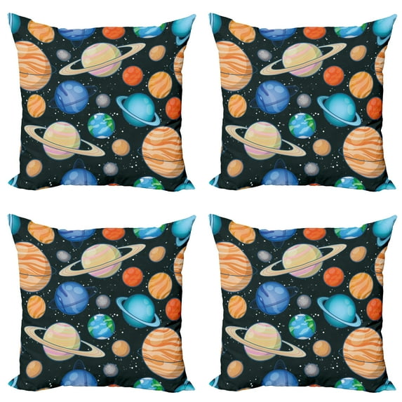 Ambesonne Galaxy Throw Pillow Cover 4 Pack, Galaxy Space Art Solar, 16", Multicolor