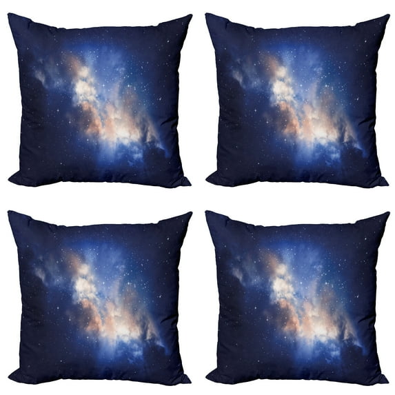 Ambesonne Galaxy Throw Pillow Cover 4 Pack, Immense Space Hole View, 18", Navy Blue