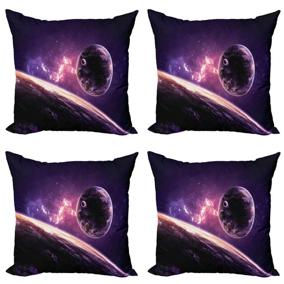 Ambesonne Galaxy Throw Pillow Cover 4 Pack, Nebula Celestal Cornet, 24", Magenta Mauve