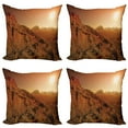 thumbnail image 1 of Ambesonne Galaxy Throw Pillow Cover 4 Pack, Space Clash Landscape, 18", Brown Yellow, 1 of 5